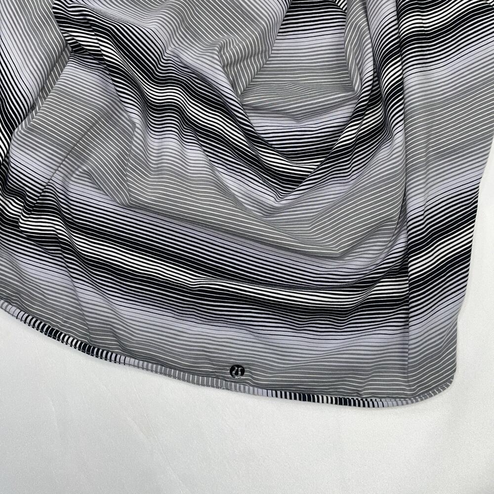 Lululemon Women's Sage Scarf Wrap One Size Striped Heathered Grey White Blue - Picture 8 of 10